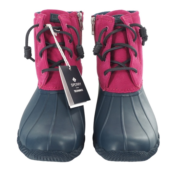 Sperry Saltwater Skinny Cord Pink Water-Resistant Rain Boots - Picture 6 of 9